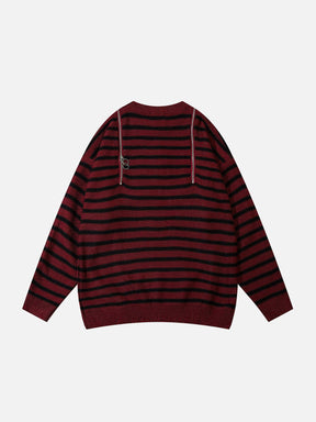 Majesda® - Striped Zipper Design Sweater outfit ideas streetwear fashion