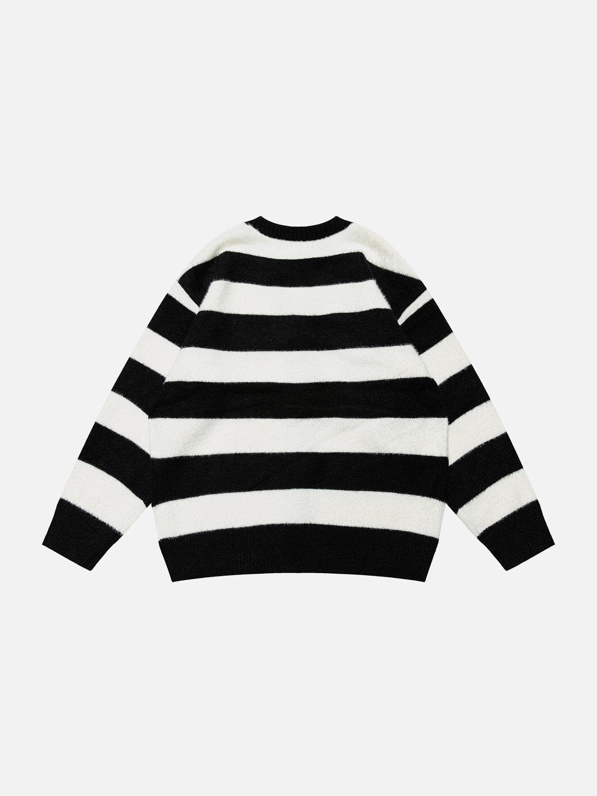 Majesda® - Stripes Mohair Cardigan outfit ideas streetwear fashion