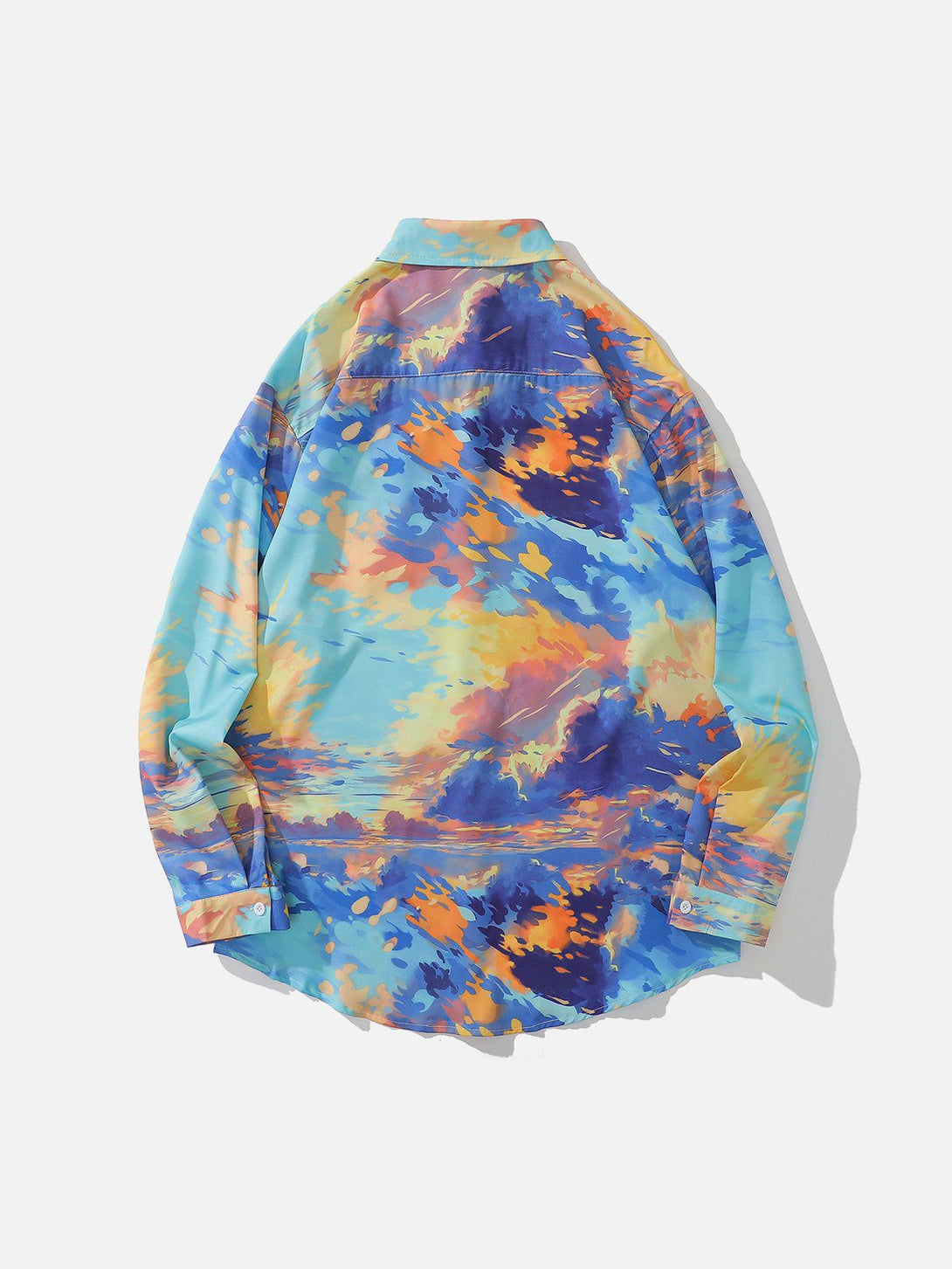 Majesda® - Sunset Print Long Sleeve Shirts outfit ideas streetwear fashion