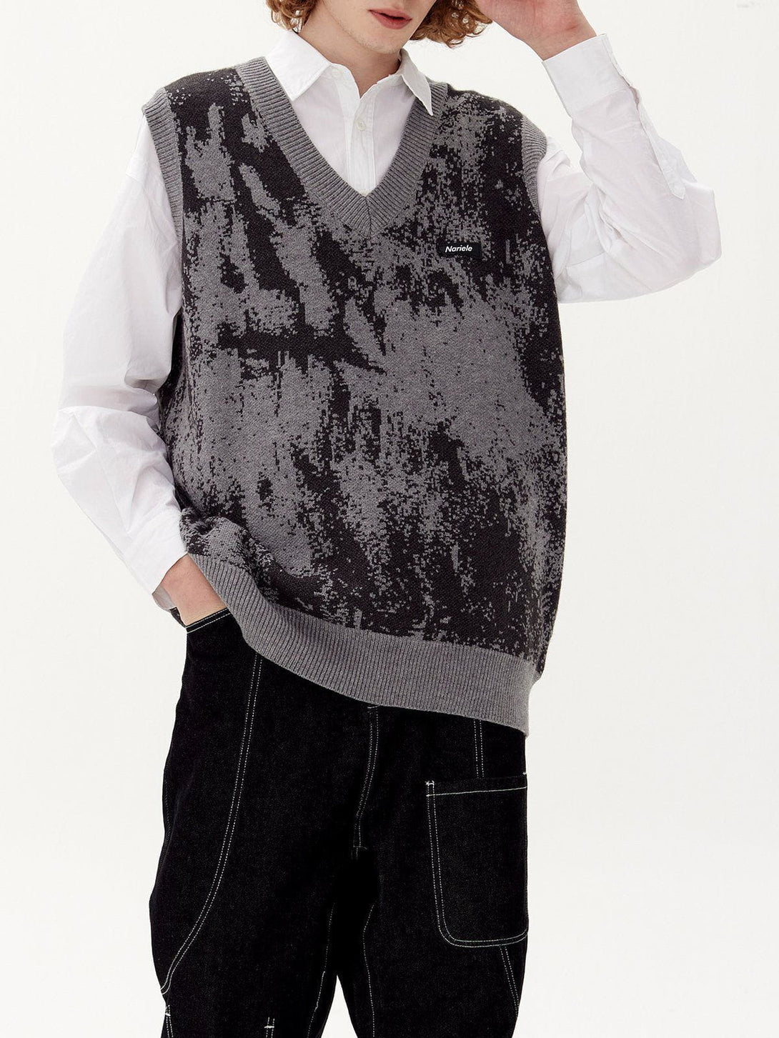Majesda® - Tie Dye Jacquard Sweater Vest outfit ideas streetwear fashion