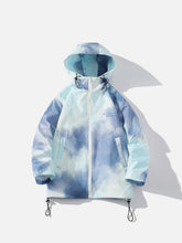 Majesda® - Tie-Dye Letter Print Hooded Jacket outfit ideas, streetwear fashion - majesda.com