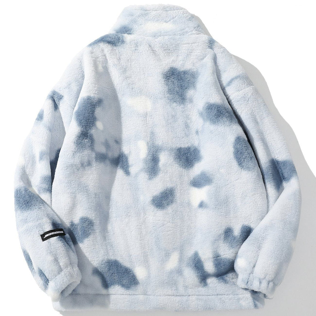 Majesda® - Tie Dye Sherpa Winter Coat outfit ideas streetwear fashion