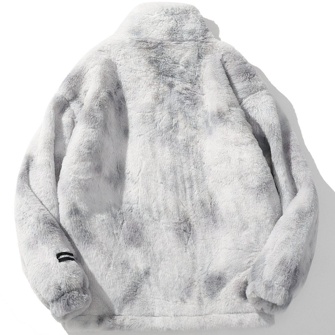 Majesda® - Tie Dye Sherpa Winter Coat outfit ideas streetwear fashion