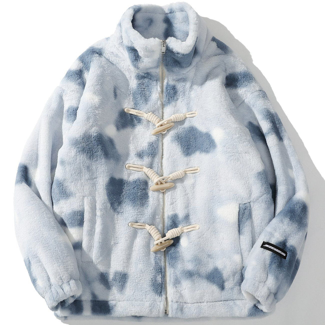 Majesda® - Tie Dye Sherpa Winter Coat outfit ideas streetwear fashion