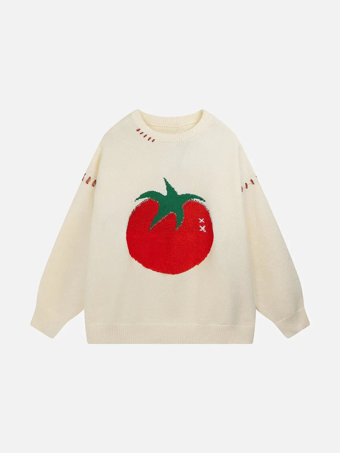 Majesda® - Tomato Jacquard Sweater outfit ideas streetwear fashion