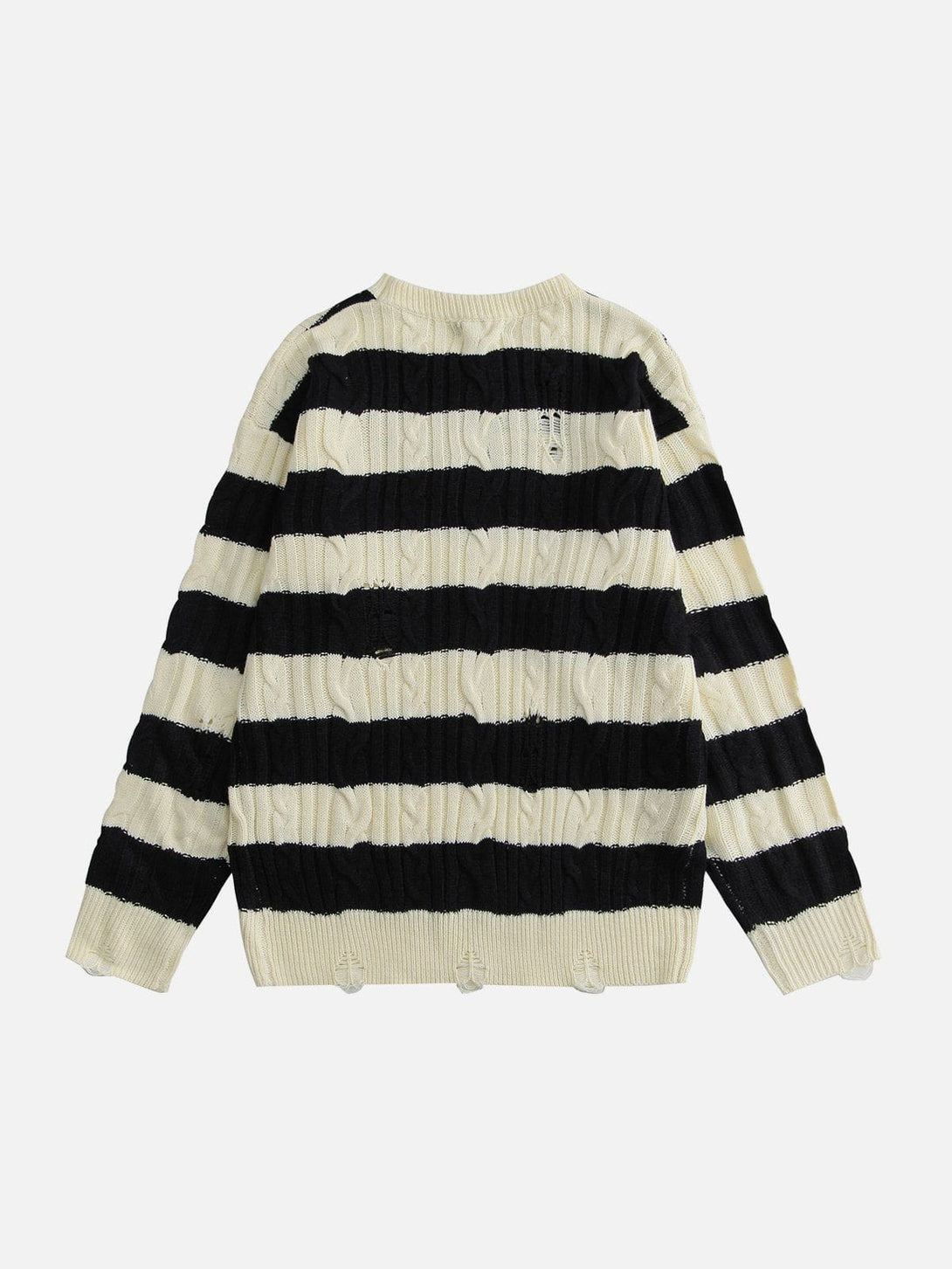 Majesda® - Torn Stripe Collision Color Sweater outfit ideas streetwear fashion