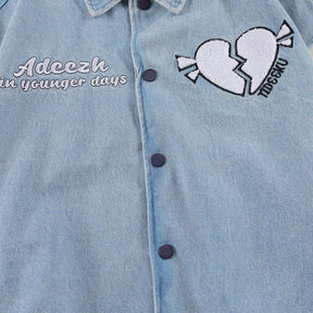Majesda® - Towel Embroidered Heartbreak Varsity Jacket outfit ideas, streetwear fashion - majesda.com