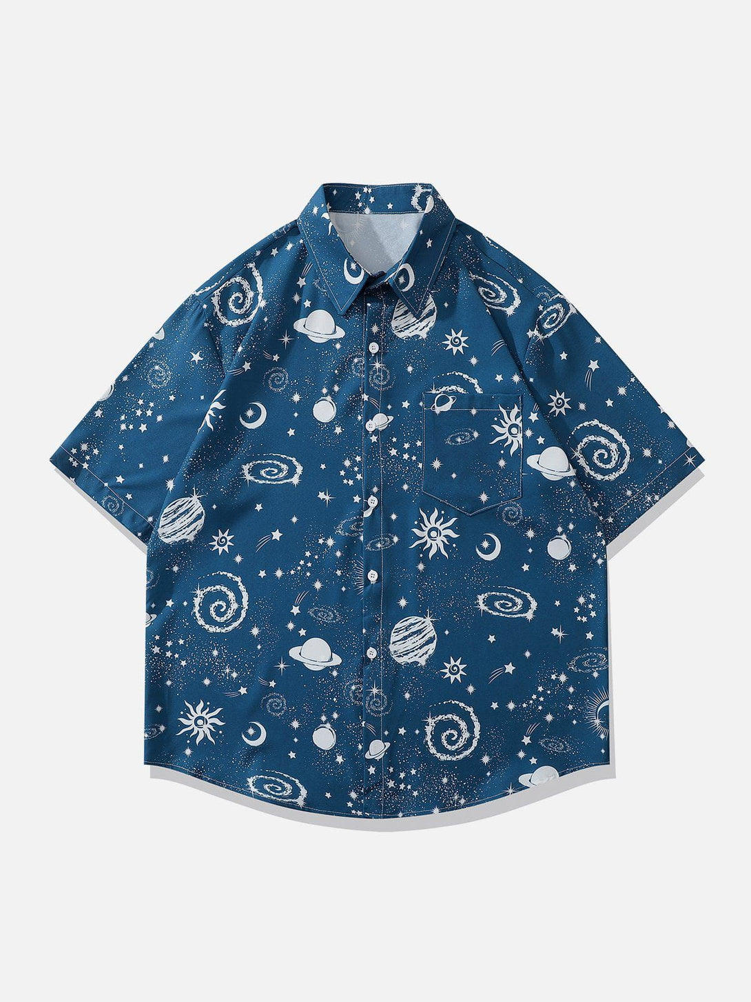 Majesda® - Universe Galaxy Print Short Sleeve Shirts outfit ideas streetwear fashion