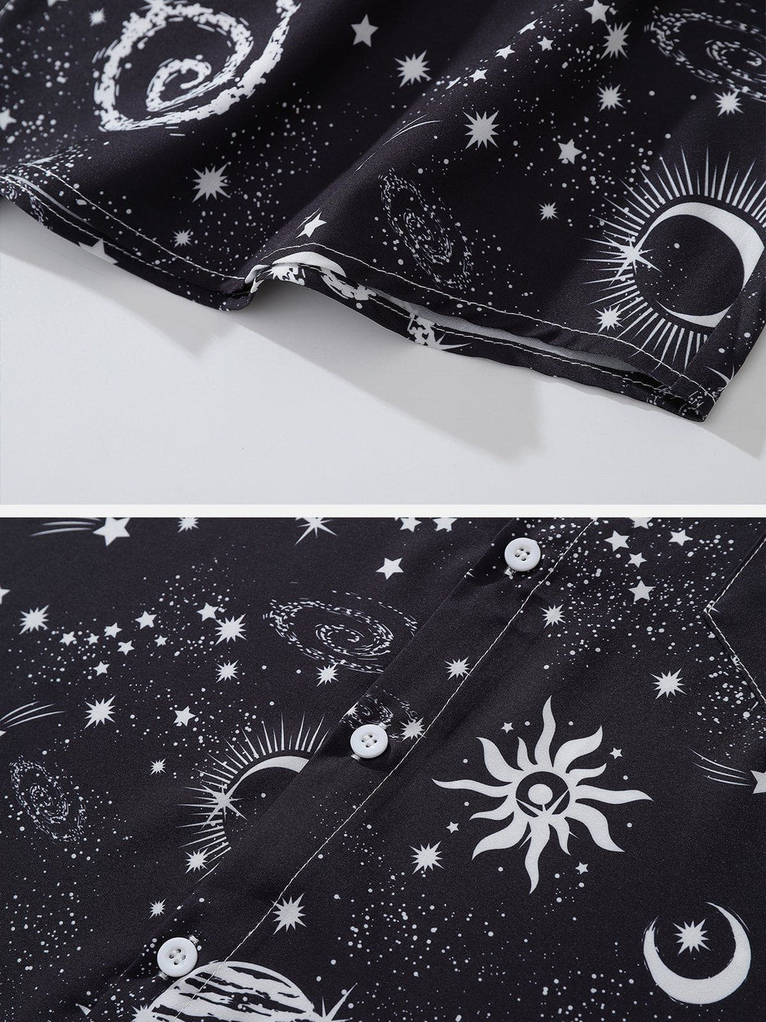 Majesda® - Universe Galaxy Print Short Sleeve Shirts outfit ideas streetwear fashion