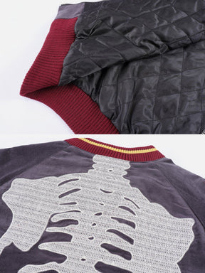 Majesda® - Velvet Skeleton Graphic Jacket outfit ideas, streetwear fashion - majesda.com