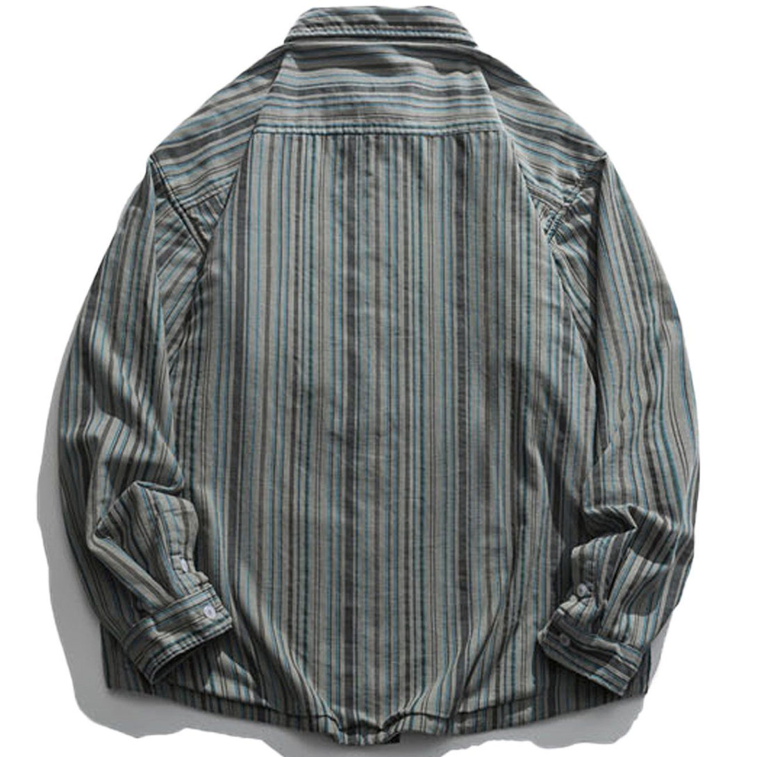 Majesda® - Vertical Stripes Plus Fleece Long-sleeved Shirt outfit ideas streetwear fashion