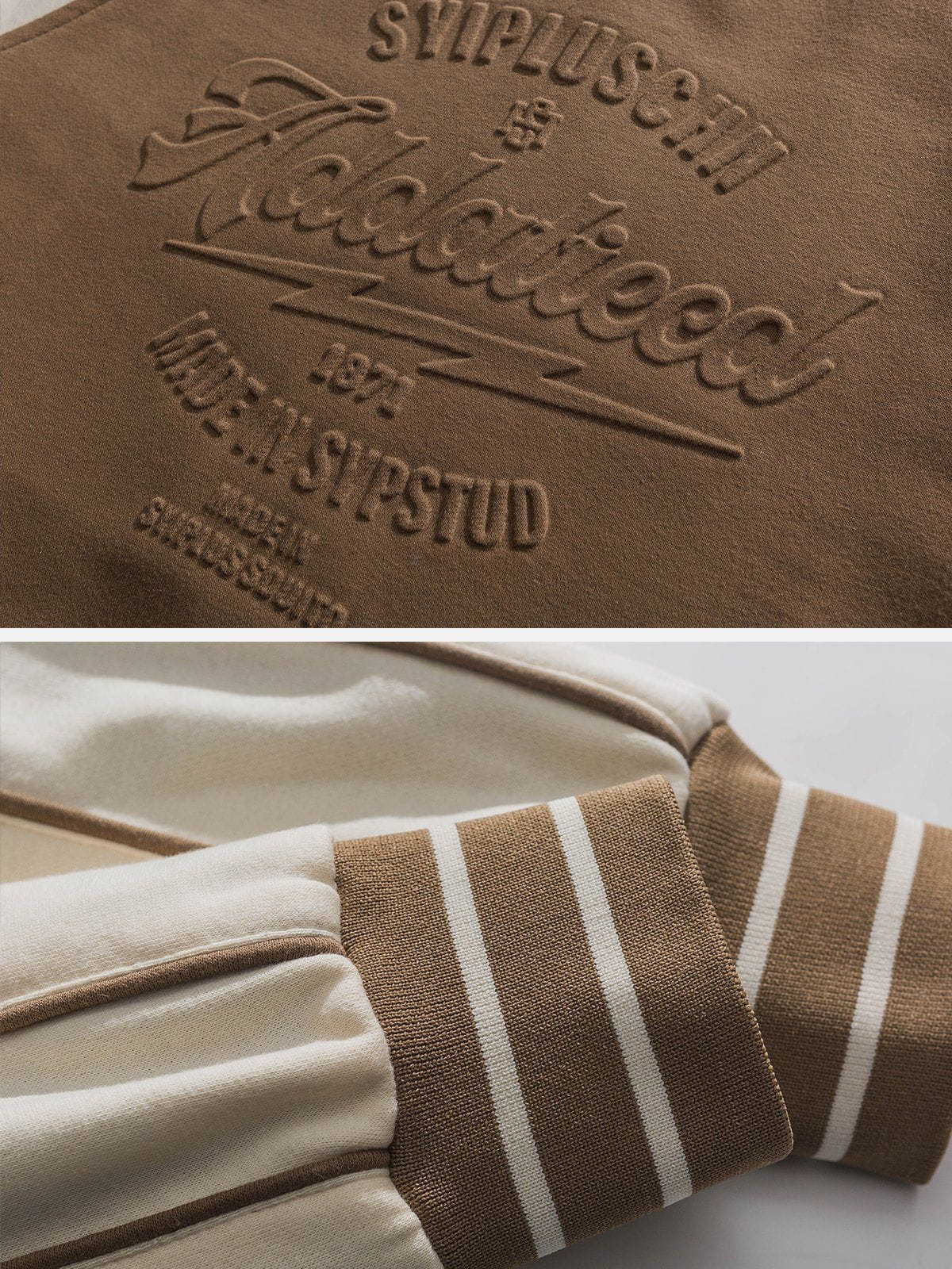 Majesda® - Vintage 3D Letter Print Varsity Jacket outfit ideas, streetwear fashion - majesda.com