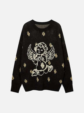 Majesda® - Vintage Angel Graphic Sweater outfit ideas streetwear fashion