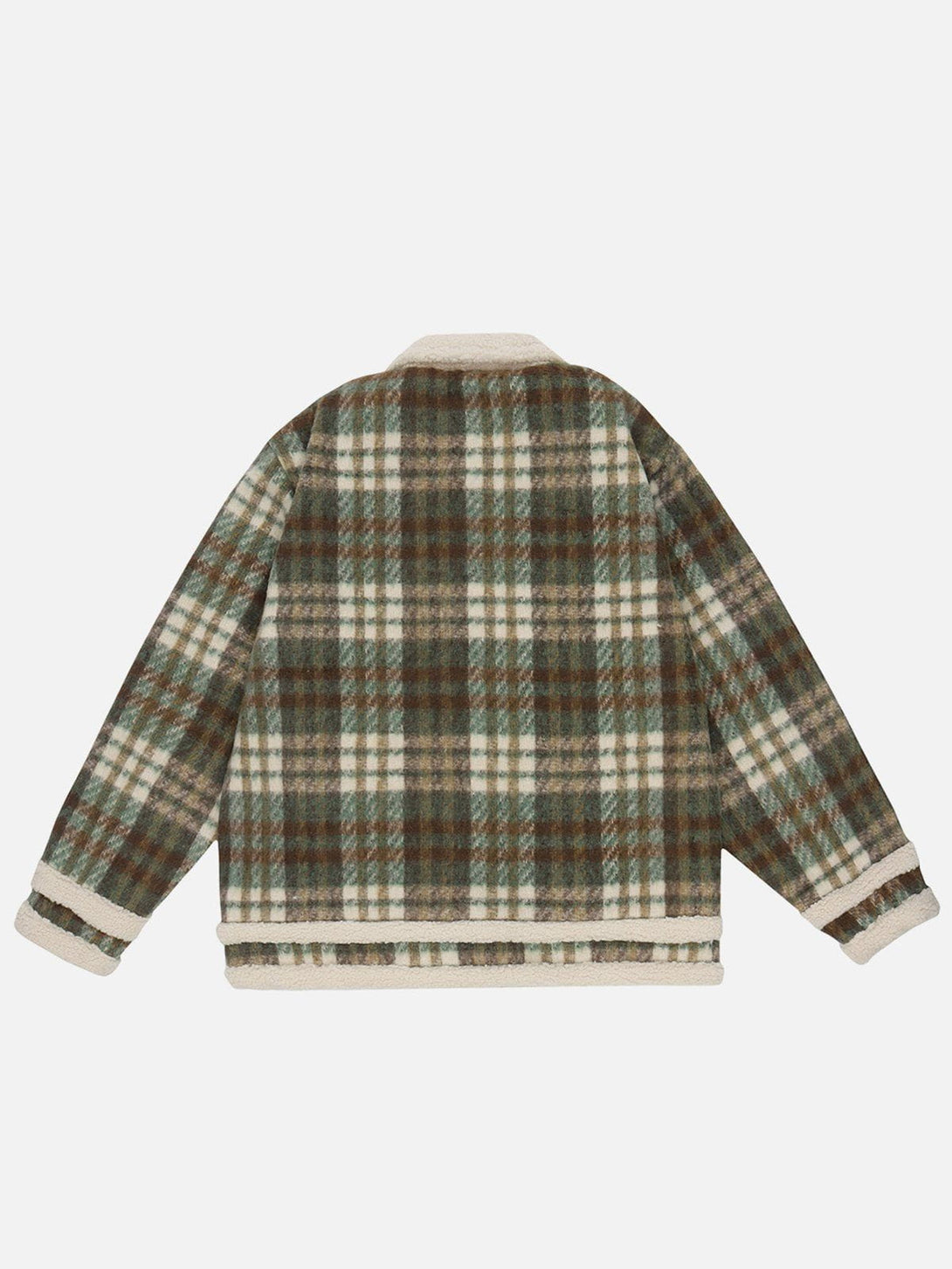 Majesda® - Vintage Check Sherpa Coat outfit ideas streetwear fashion
