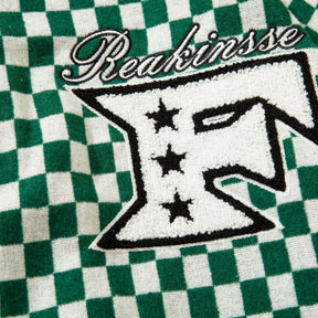 Majesda® - Vintage Checkerboard Embroidery Patchwork PU Jacket outfit ideas, streetwear fashion - majesda.com