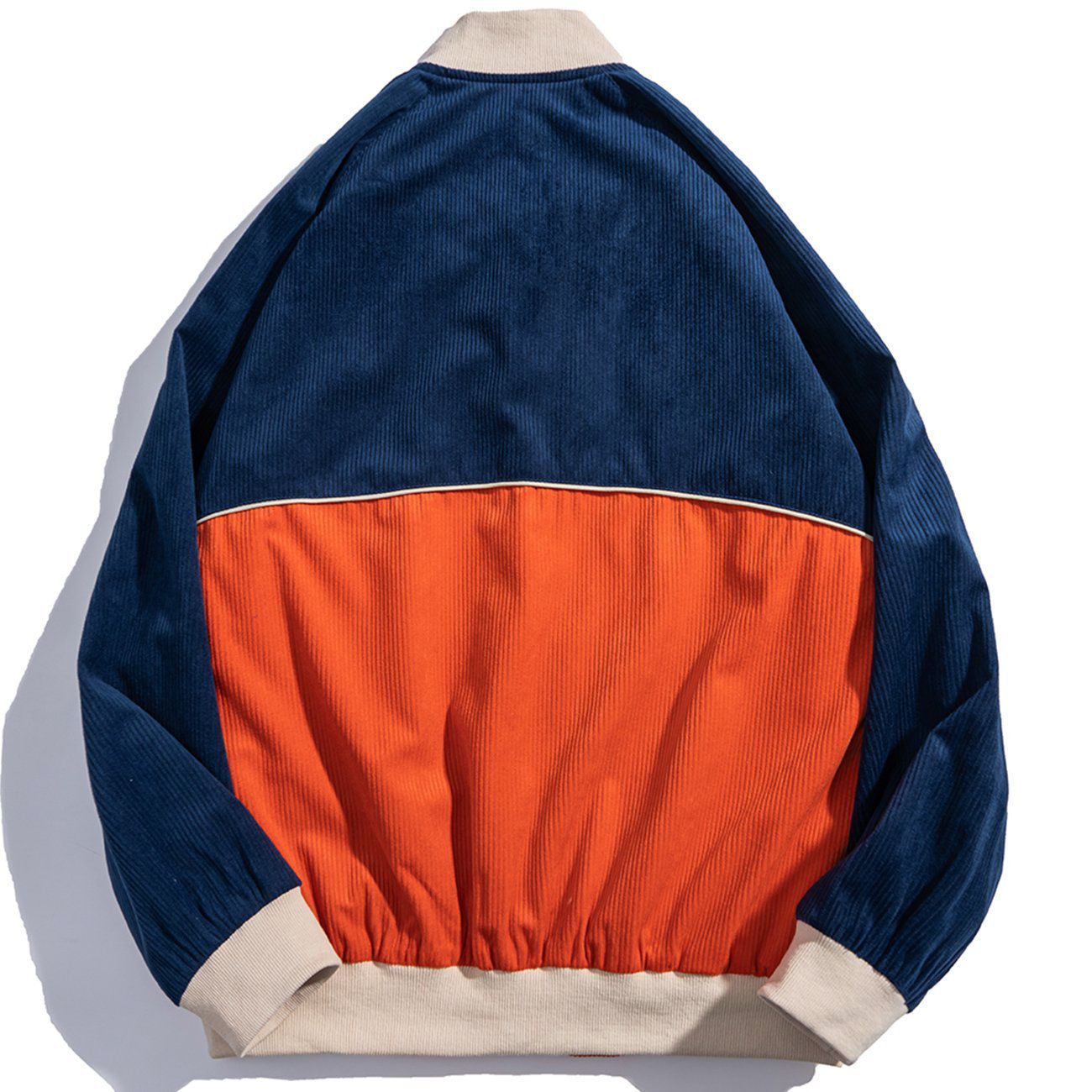 Majesda® - Vintage Color Block Patchwork Corduroy Jacket outfit ideas, streetwear fashion - majesda.com