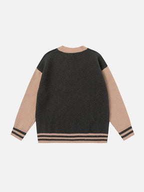 Majesda® - Vintage Color Matching Sweater outfit ideas streetwear fashion