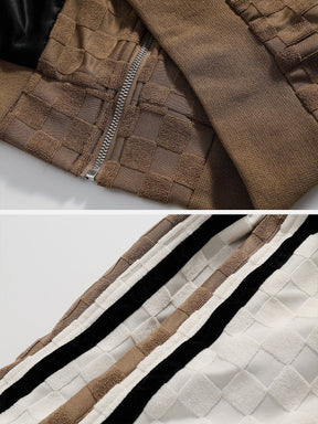Majesda® - Vintage Contrast Check Varsity Jacket outfit ideas, streetwear fashion - majesda.com