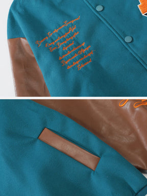 Majesda® - Vintage Contrast Varsity Jacket outfit ideas, streetwear fashion - majesda.com