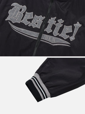 Majesda® - Vintage Embroidered Letters Varsity Jacket outfit ideas, streetwear fashion - majesda.com