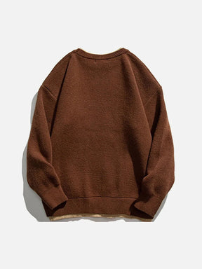 Majesda® - Vintage Fake Two Mountains Knit Sweater outfit ideas streetwear fashion