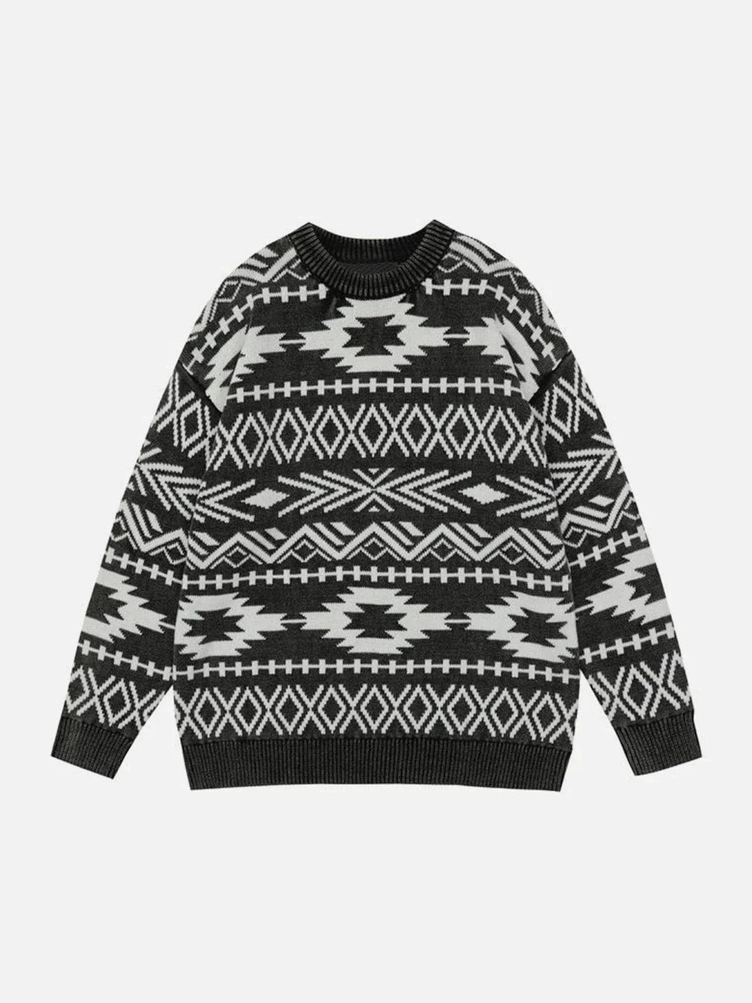 Majesda® - Vintage Geometric Graphic Sweater outfit ideas streetwear fashion
