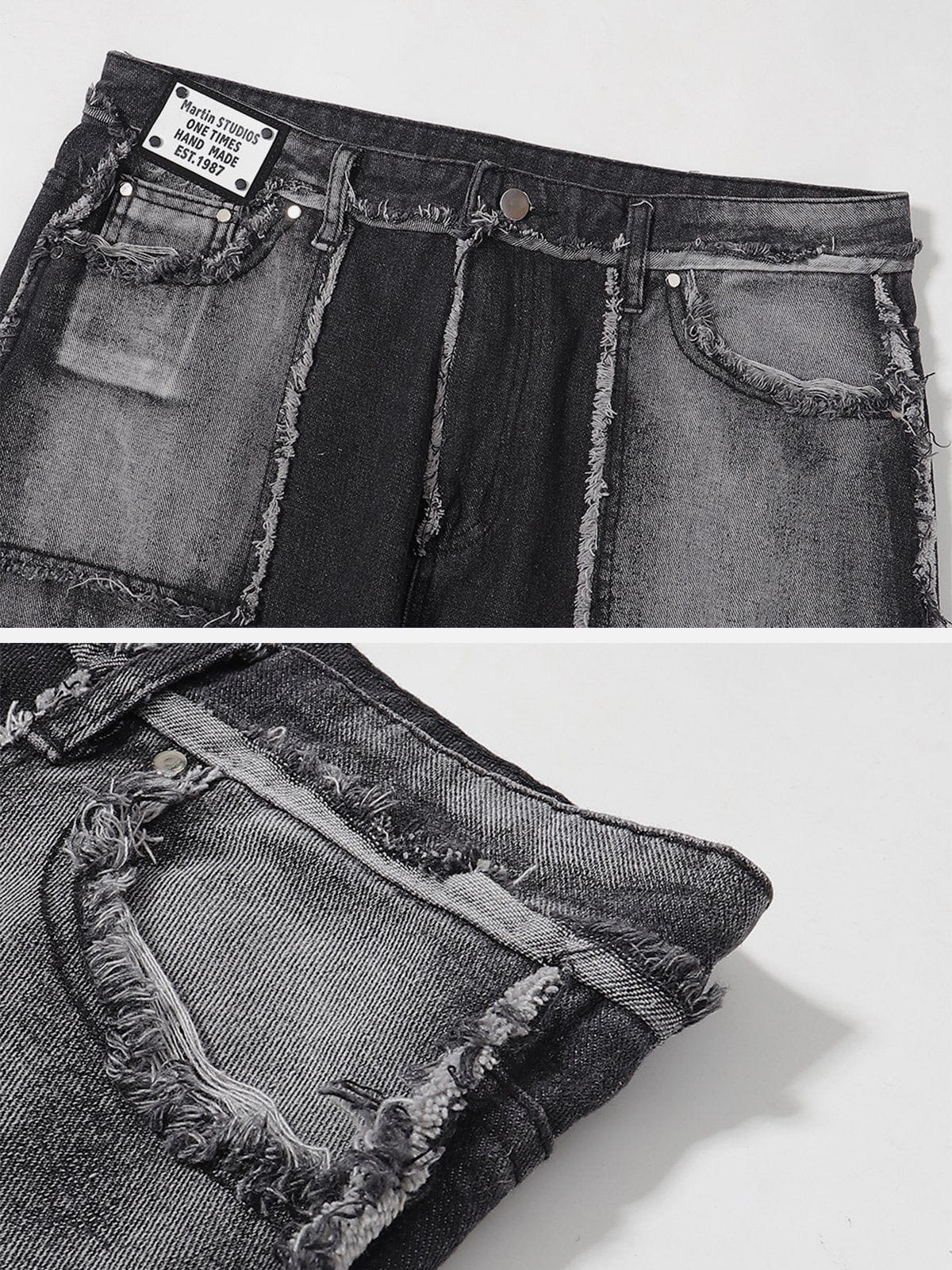 Majesda® - Vintage Gradient Burlap Jeans outfit ideas streetwear fashion