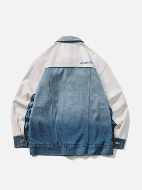 Majesda® - Vintage Gradient Denim Stitching Jacket outfit ideas, streetwear fashion - majesda.com