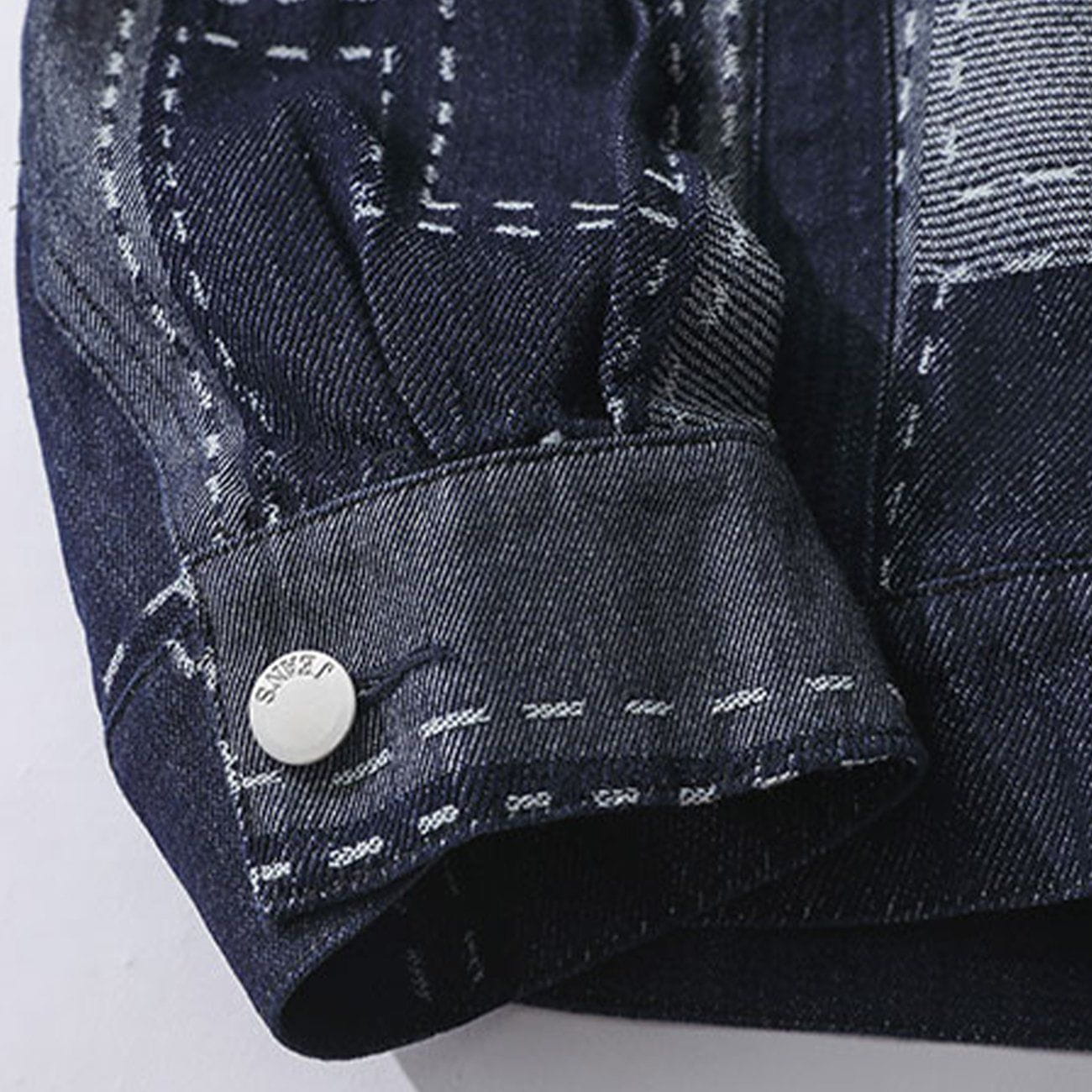 Majesda® - Vintage Gradient Denim Stitching Jacket