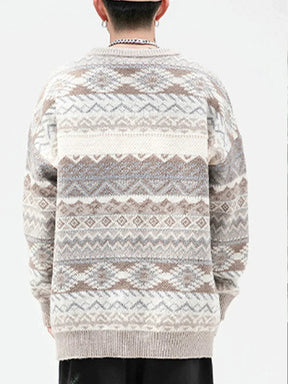 Majesda® - Vintage Jacquard Sweater outfit ideas streetwear fashion
