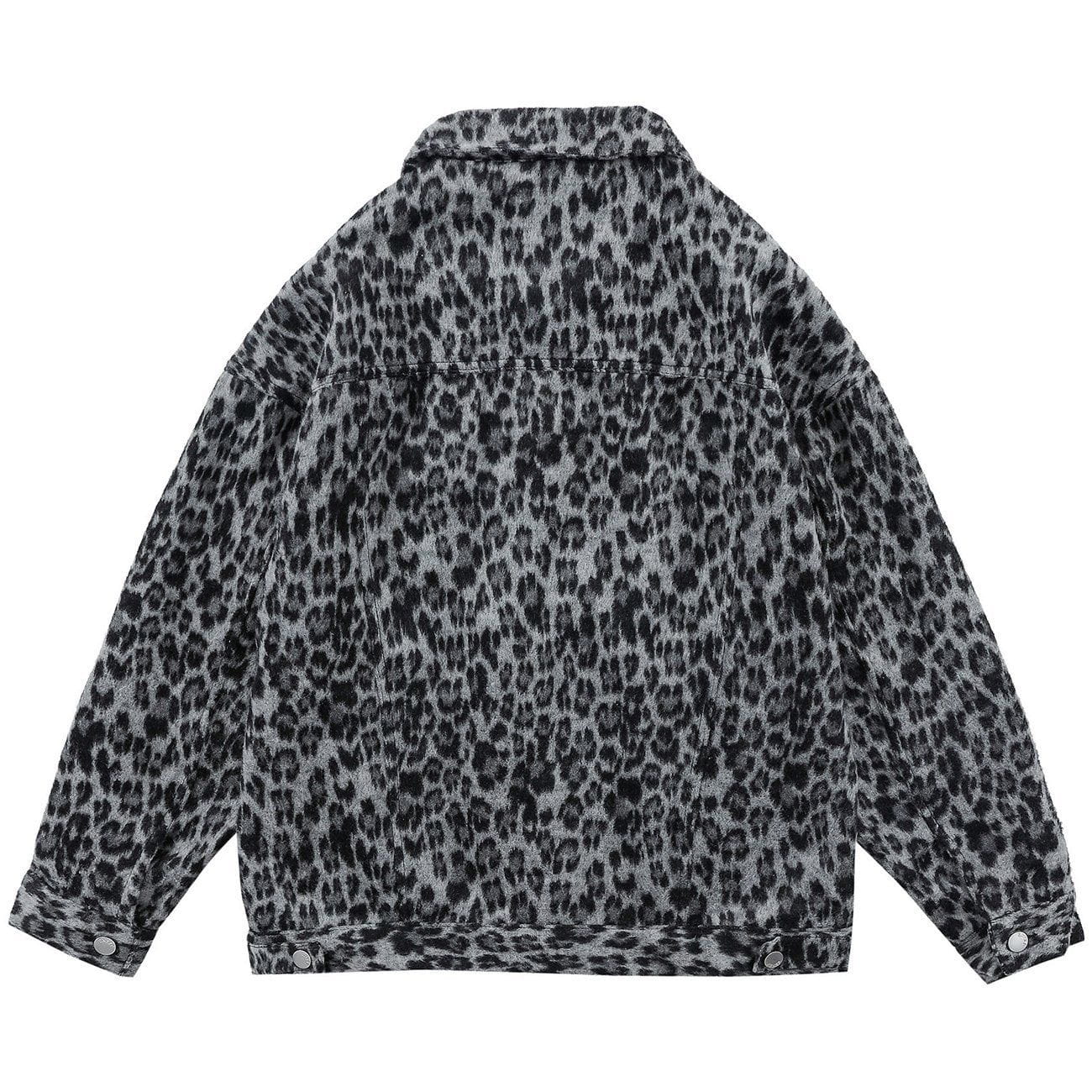 Majesda® - Vintage Leopard Print Jacket outfit ideas streetwear fashion