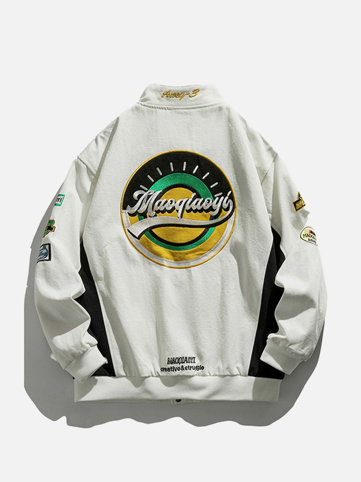 Majesda® - Vintage Motorcycle Embroidery Letters Jacket outfit ideas, streetwear fashion - majesda.com