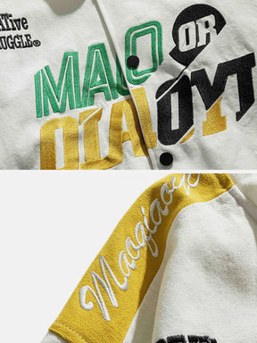 Majesda® - Vintage Motorcycle Embroidery Letters Jacket outfit ideas, streetwear fashion - majesda.com