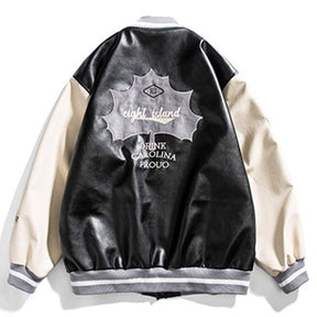 Majesda® - Vintage PU Leather Letter Vintage Jacket outfit ideas, streetwear fashion - majesda.com