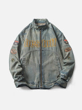 Majesda® - Vintage Racing Denim Jacket outfit ideas, streetwear fashion - majesda.com
