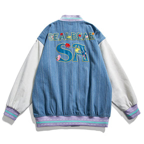 Majesda® - Vintage Strawberry Flower Embroidery Patchwork Corduroy Jacket outfit ideas, streetwear fashion - majesda.com