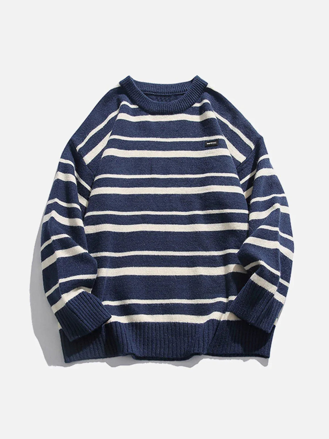 Majesda® - Vintage Stripe Patchwork Sweater outfit ideas streetwear fashion