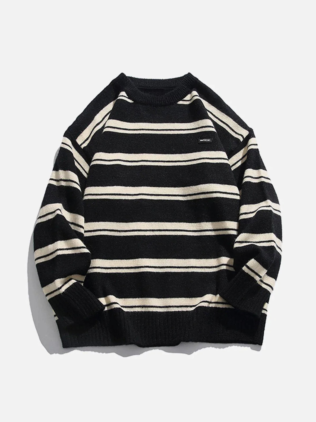 Majesda® - Vintage Stripe Patchwork Sweater outfit ideas streetwear fashion