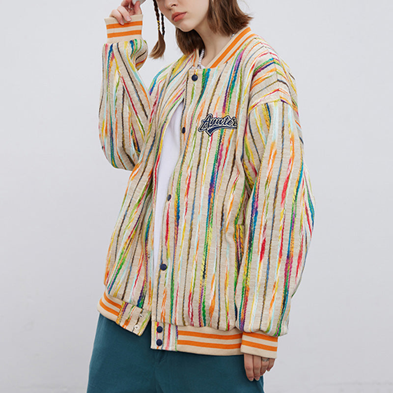 Majesda® - Vintage Striped Woolen Jacket outfit ideas, streetwear fashion - majesda.com