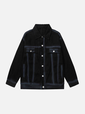 Majesda® - Vintage Tie-Dye Lines Denim Jacket outfit ideas, streetwear fashion - majesda.com