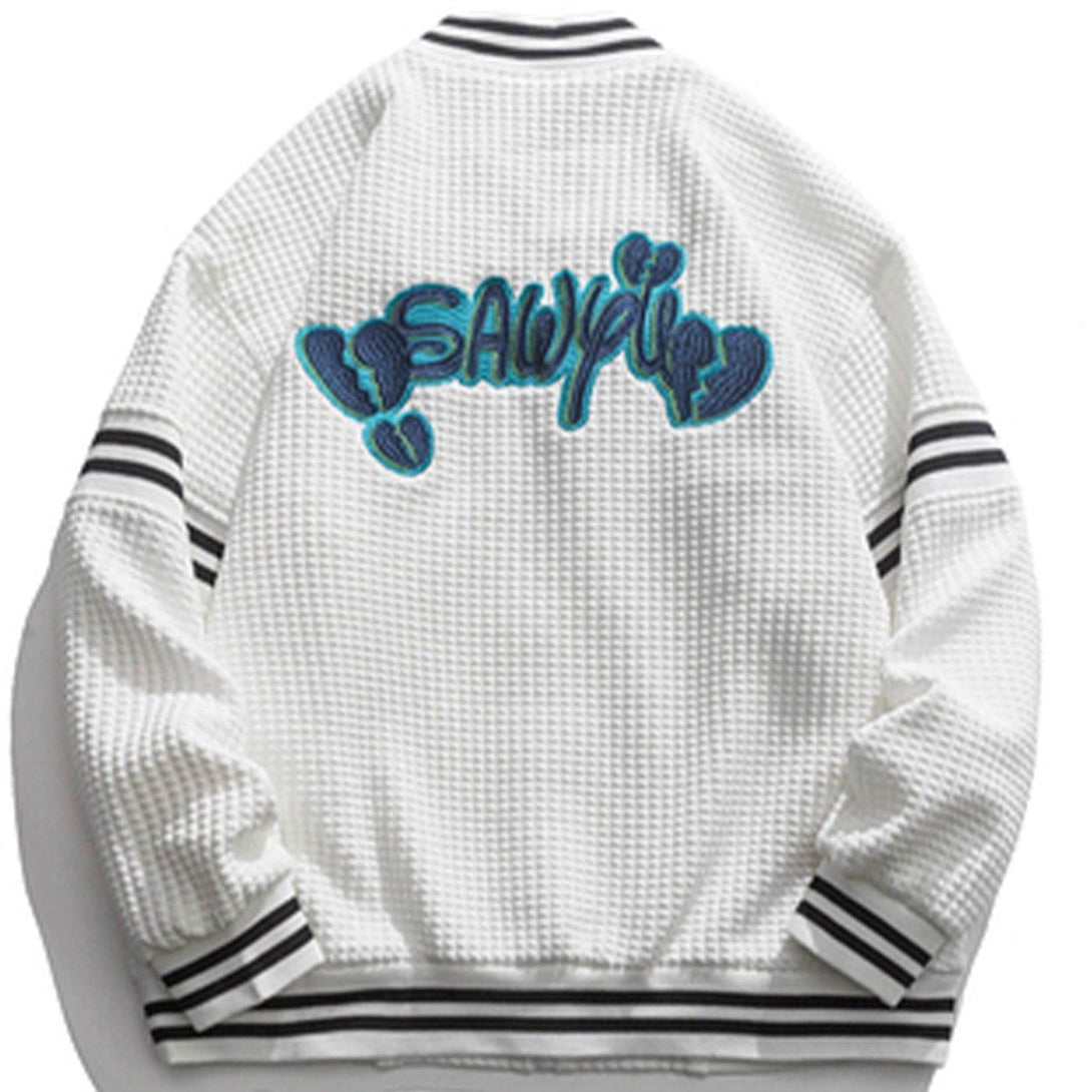 Majesda® - Waffle Embroidery Jacket outfit ideas, streetwear fashion - majesda.com