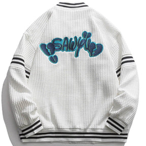 Majesda® - Waffle Embroidery Jacket outfit ideas, streetwear fashion - majesda.com