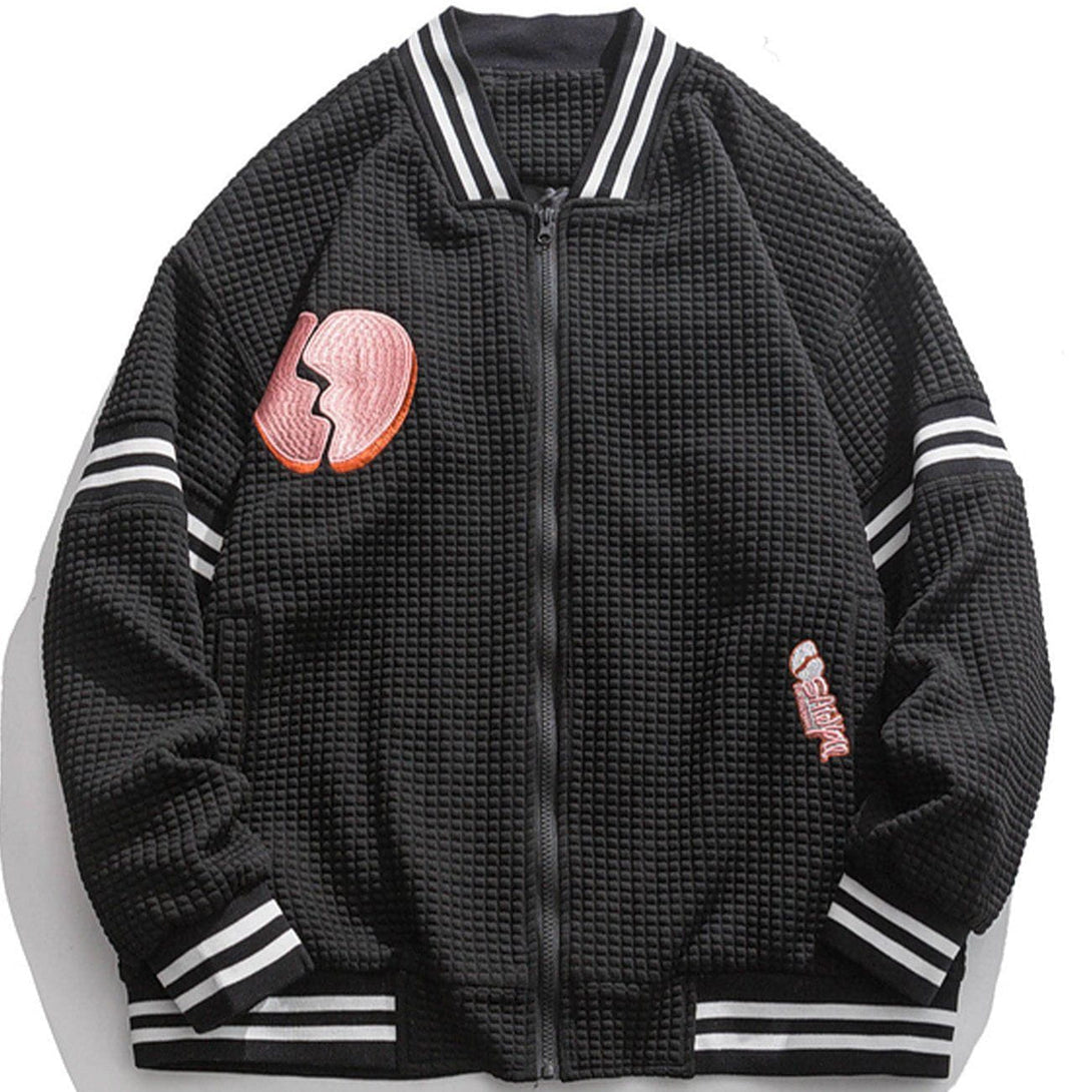 Majesda® - Waffle Embroidery Jacket outfit ideas, streetwear fashion - majesda.com