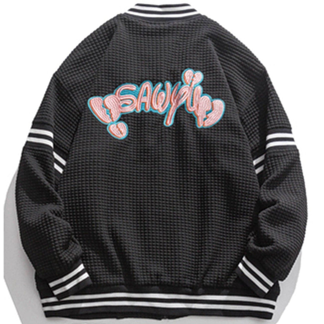 Majesda® - Waffle Embroidery Jacket outfit ideas, streetwear fashion - majesda.com