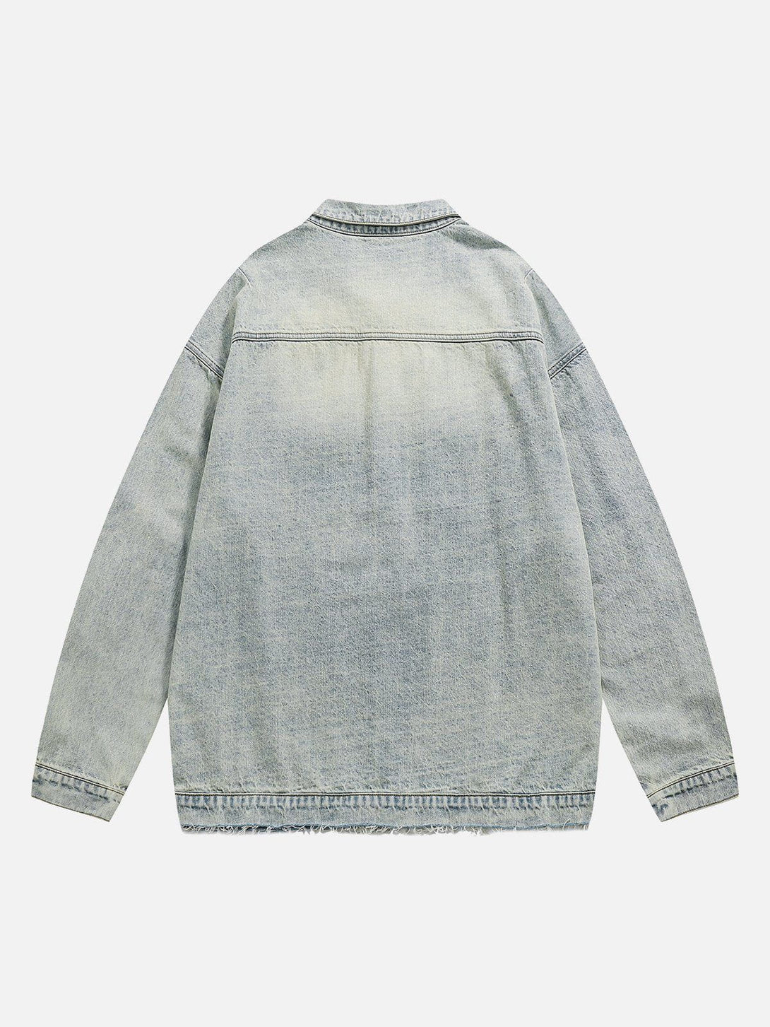 Majesda® - Washed Design Zip Denim Jacket outfit ideas, streetwear fashion - majesda.com