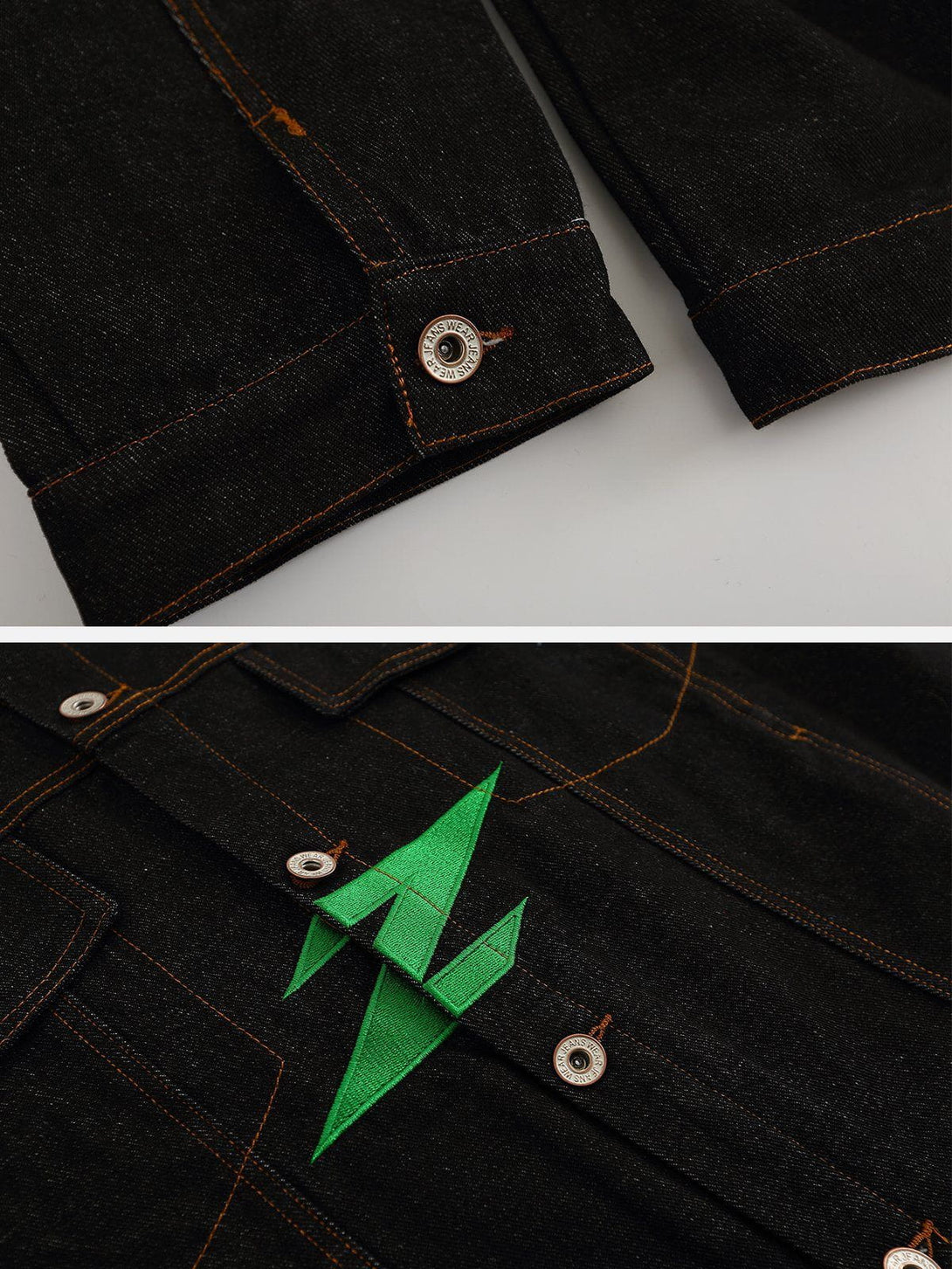 Majesda® - Washed Embroidered Badge Denim Jacket outfit ideas, streetwear fashion - majesda.com