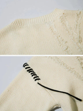 Majesda® - Webbing Sweater outfit ideas streetwear fashion