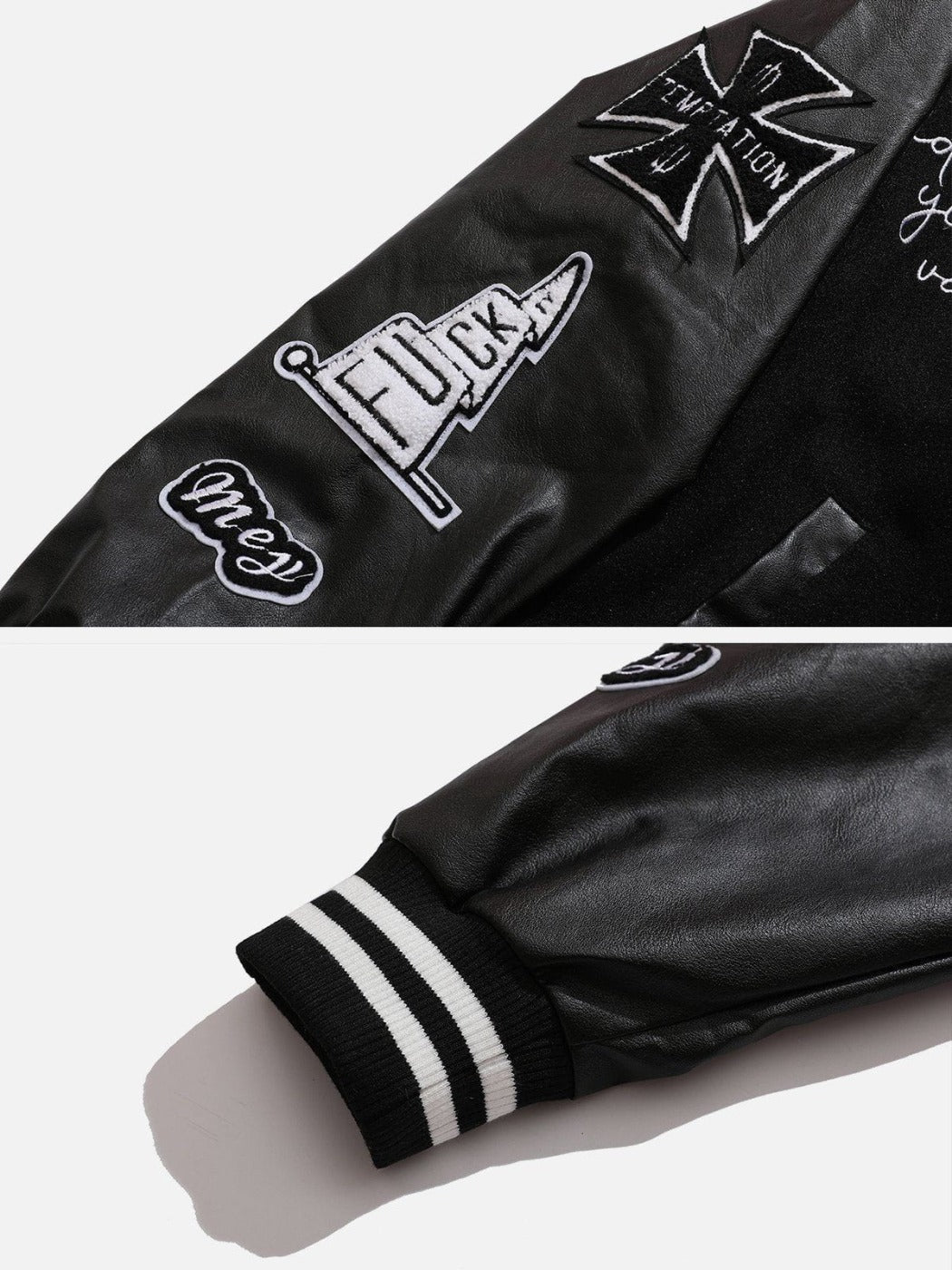 Majesda® - Western Cowboy Skull PU Varsity Jacket outfit ideas, streetwear fashion - majesda.com