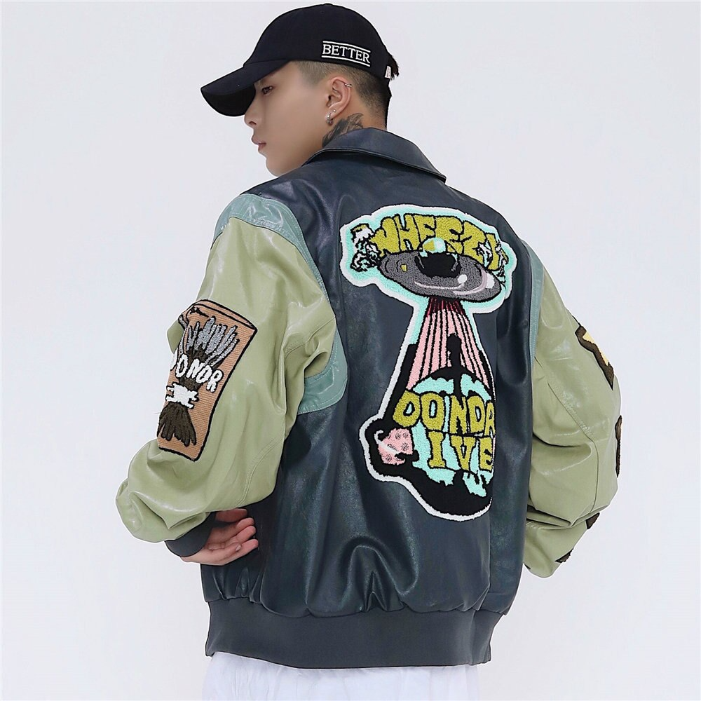 Majesda® - WHEEZY Baseball Jacket outfit ideas, streetwear fashion - majesda.com