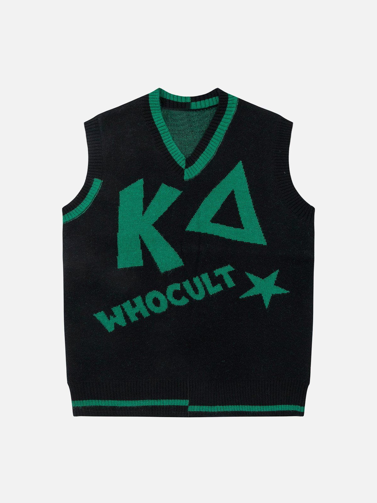 Majesda® - WHOCULT Embroidery Sweater Vest outfit ideas streetwear fashion